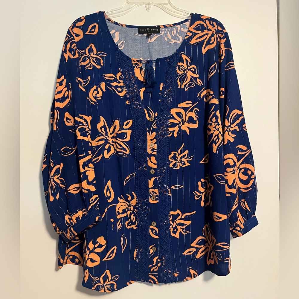 Fred David Floral Bohemian Style Top